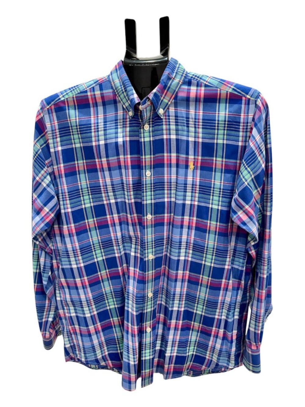Polo Ralph Lauren Plaid Button Down Shirt Youth XL 18-20 Yellow Pony Mens XS EUC